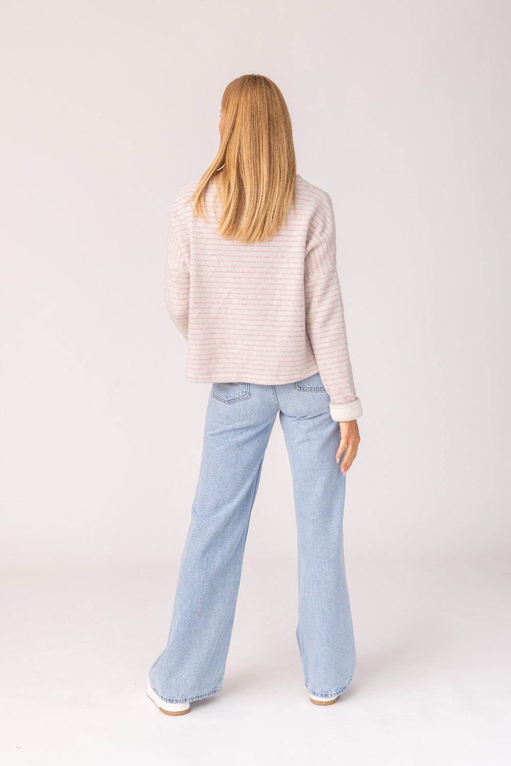 Womens Pullover Nico Stripe - 50% virgin wool & 50% cotton , naturally sustainable, Comfy Stripe Pullover -  White - 50760333 - 1040